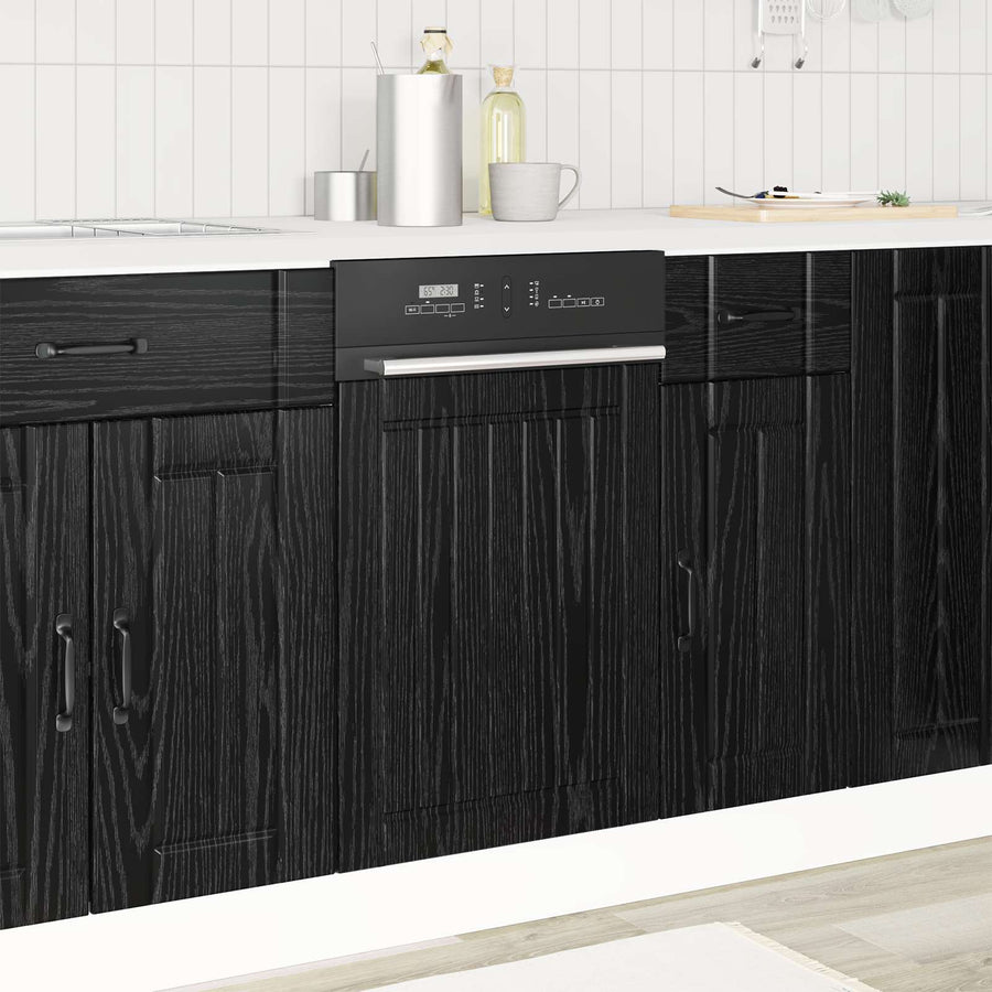 Keukenkast Zwart Eiken 45 x 1,5 x 67 cm Bewerkt hout