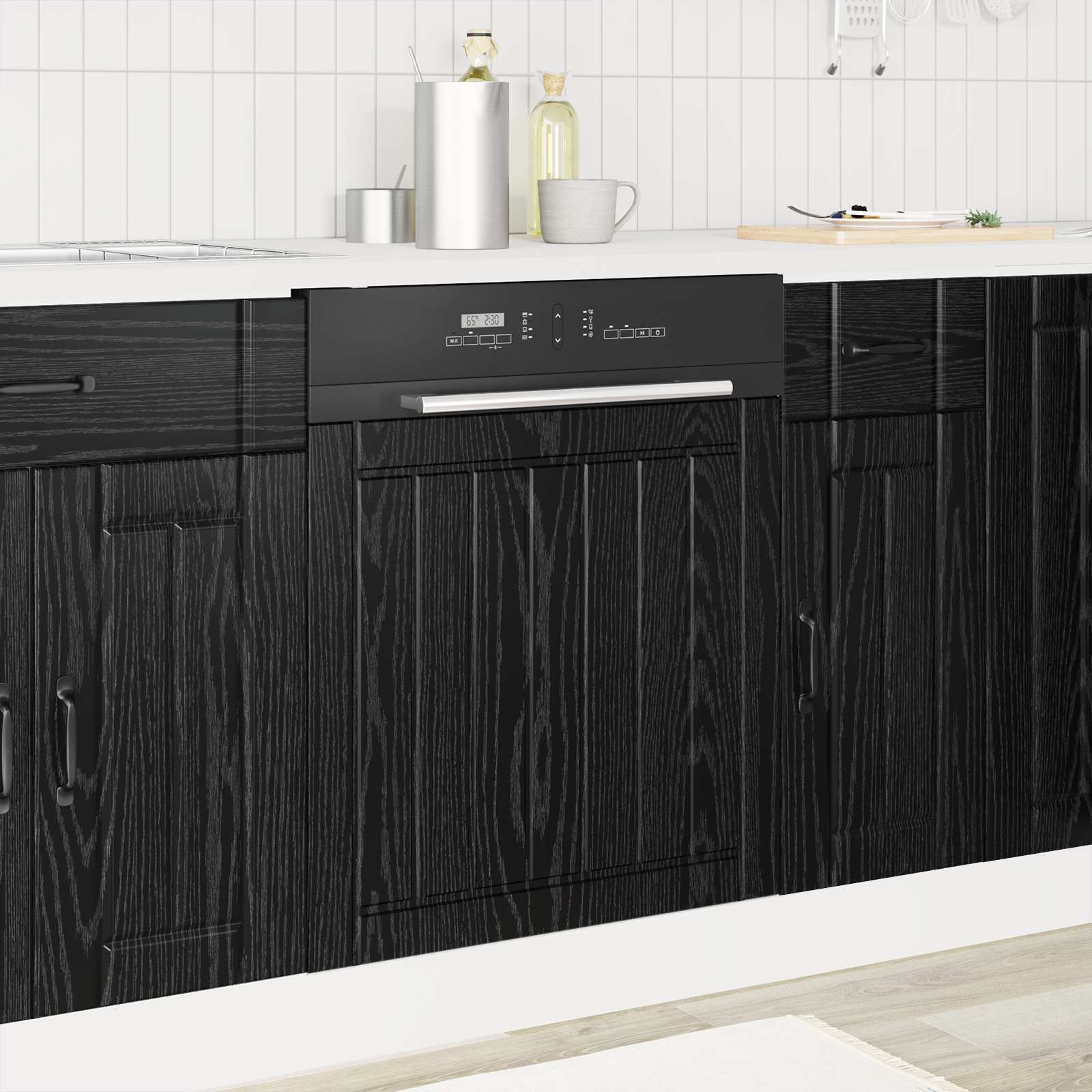 Keukenkast Zwart Eiken 60 x 1,5 x 67 cm Bewerkt hout