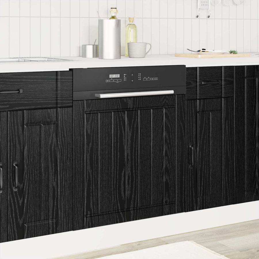 Keukenkast Zwart Eiken 60 x 1,5 x 67 cm Bewerkt hout