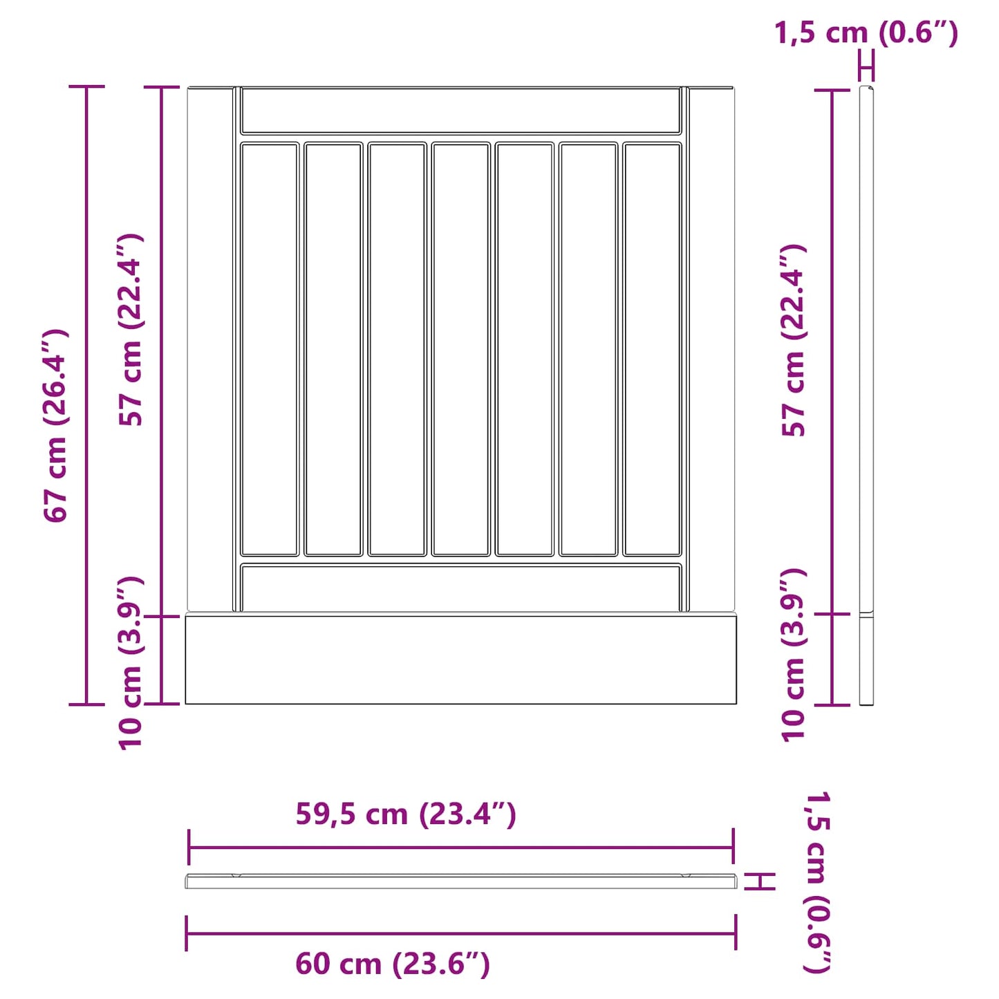 Keukenkast Zwart Eiken 60 x 1,5 x 67 cm Bewerkt hout