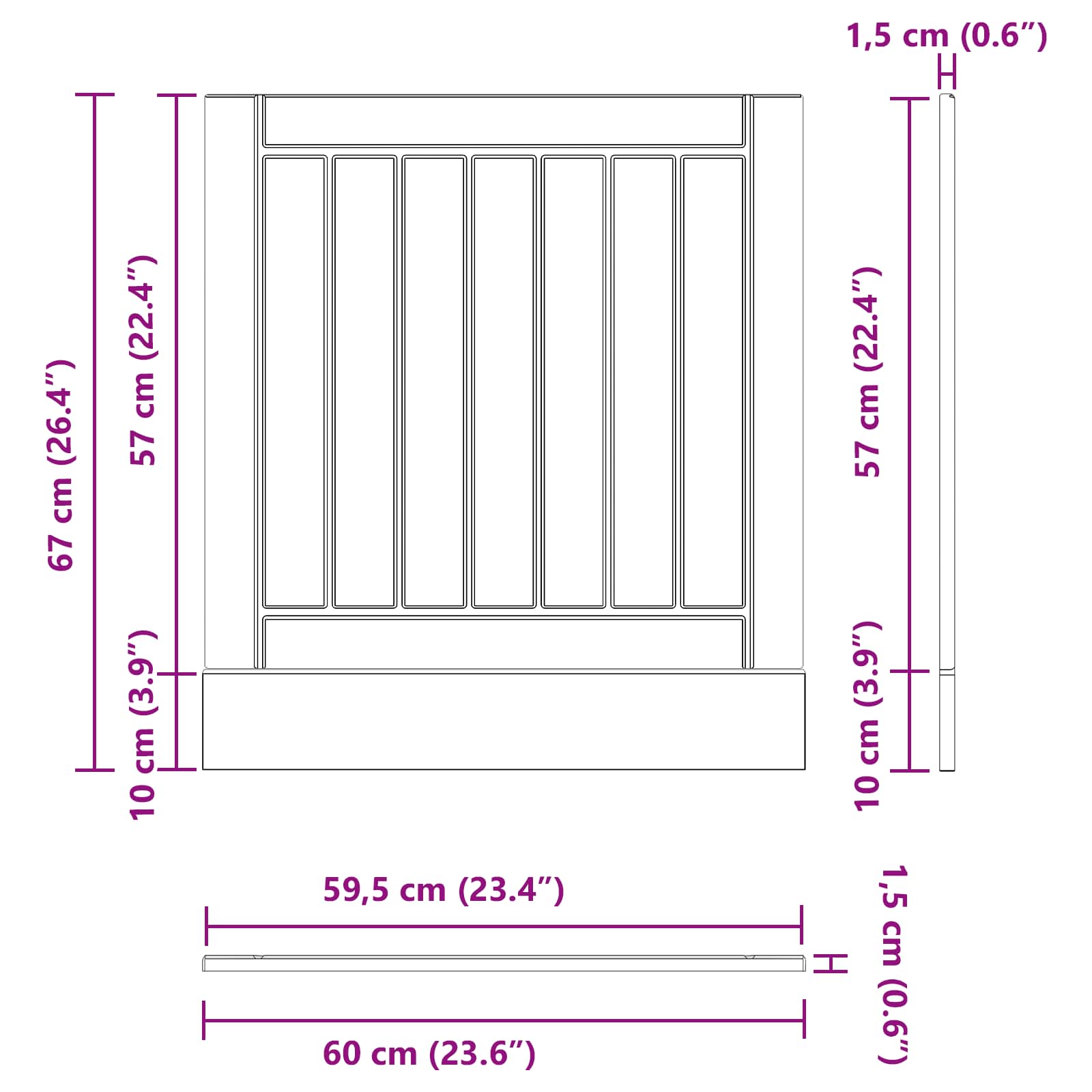 Keukenkast Zwart Eiken 60 x 1,5 x 67 cm Bewerkt hout