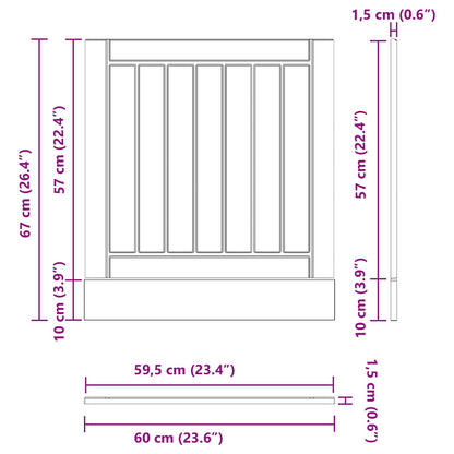 Keukenkast Zwart Eiken 60 x 1,5 x 67 cm Bewerkt hout