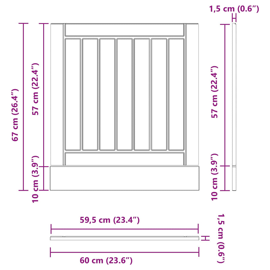 Keukenkast Zwart Eiken 60 x 1,5 x 67 cm Bewerkt hout