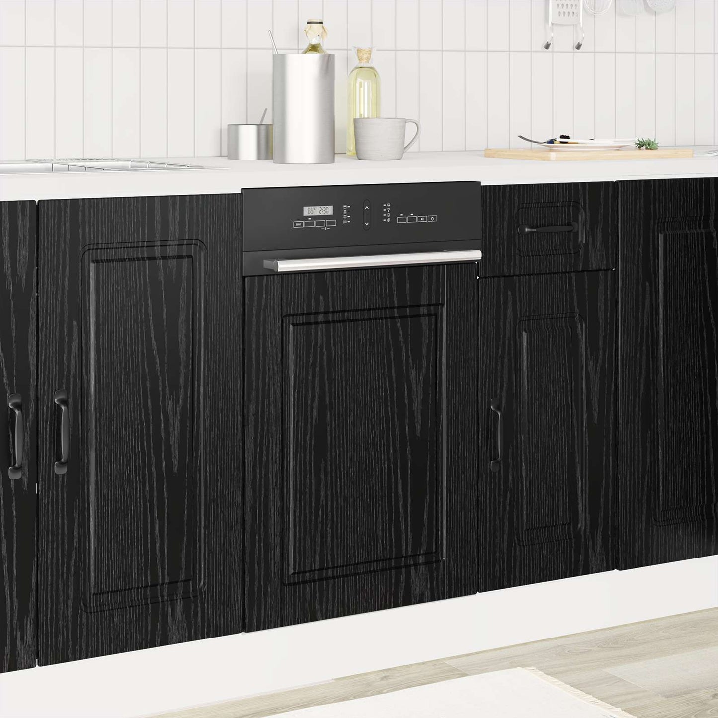Keukenkast Zwart Eiken 45 x 1,5 x 67 cm Bewerkt hout