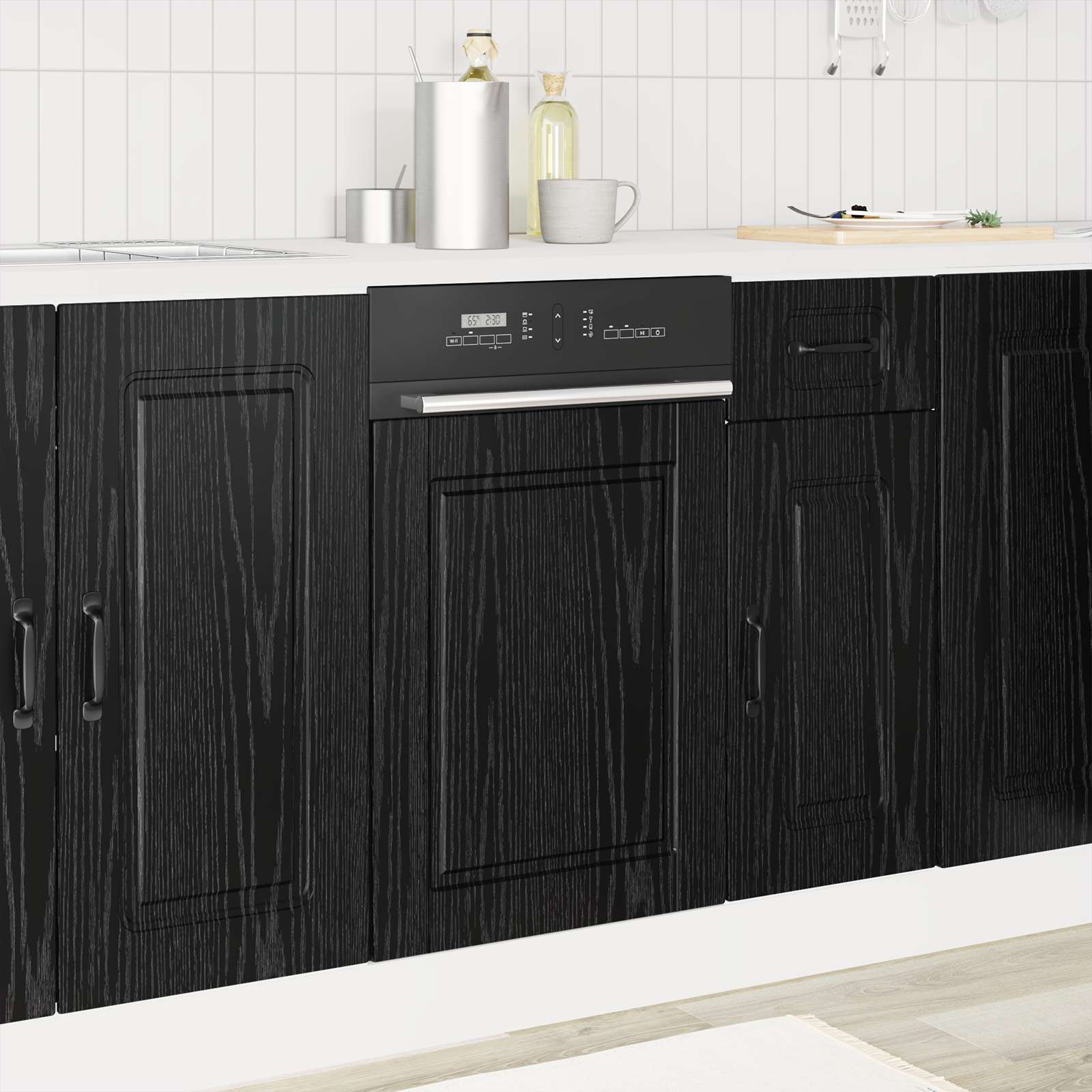 Keukenkast Zwart Eiken 45 x 1,5 x 67 cm Bewerkt hout