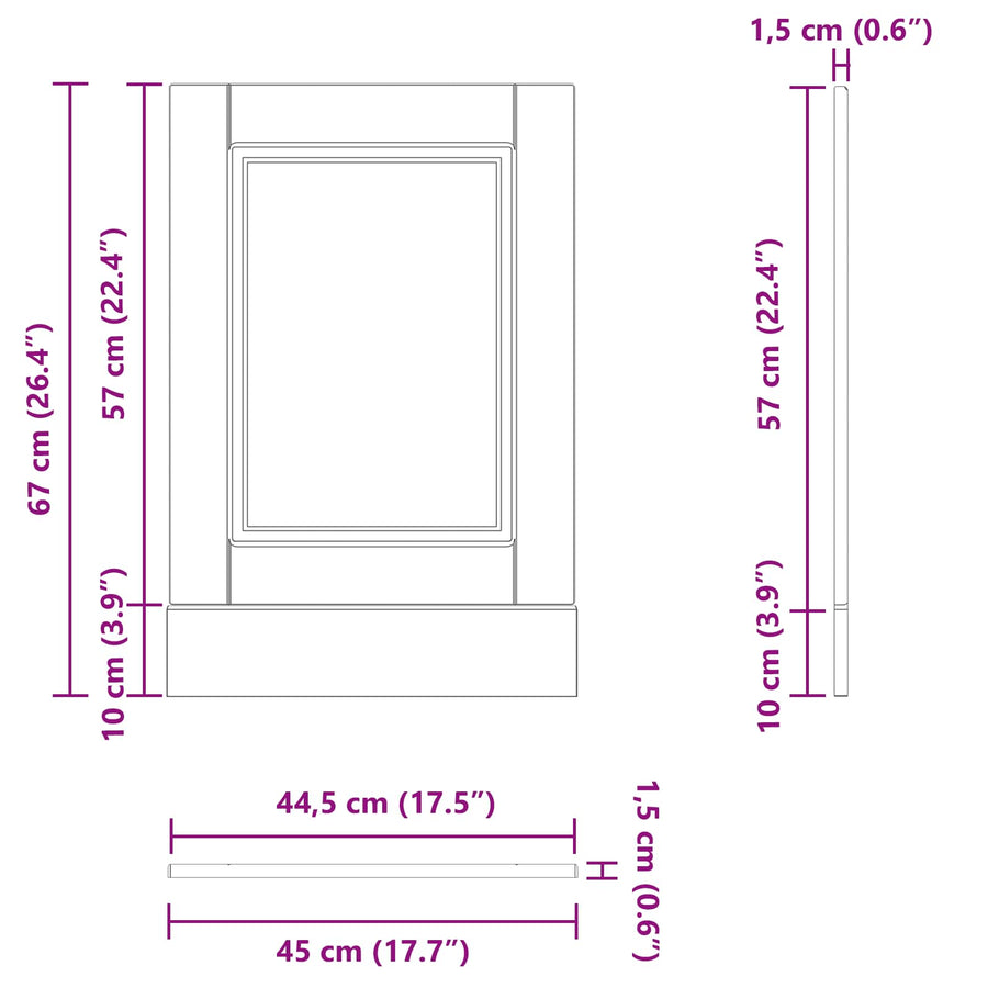Keukenkast Zwart Eiken 45 x 1,5 x 67 cm Bewerkt hout