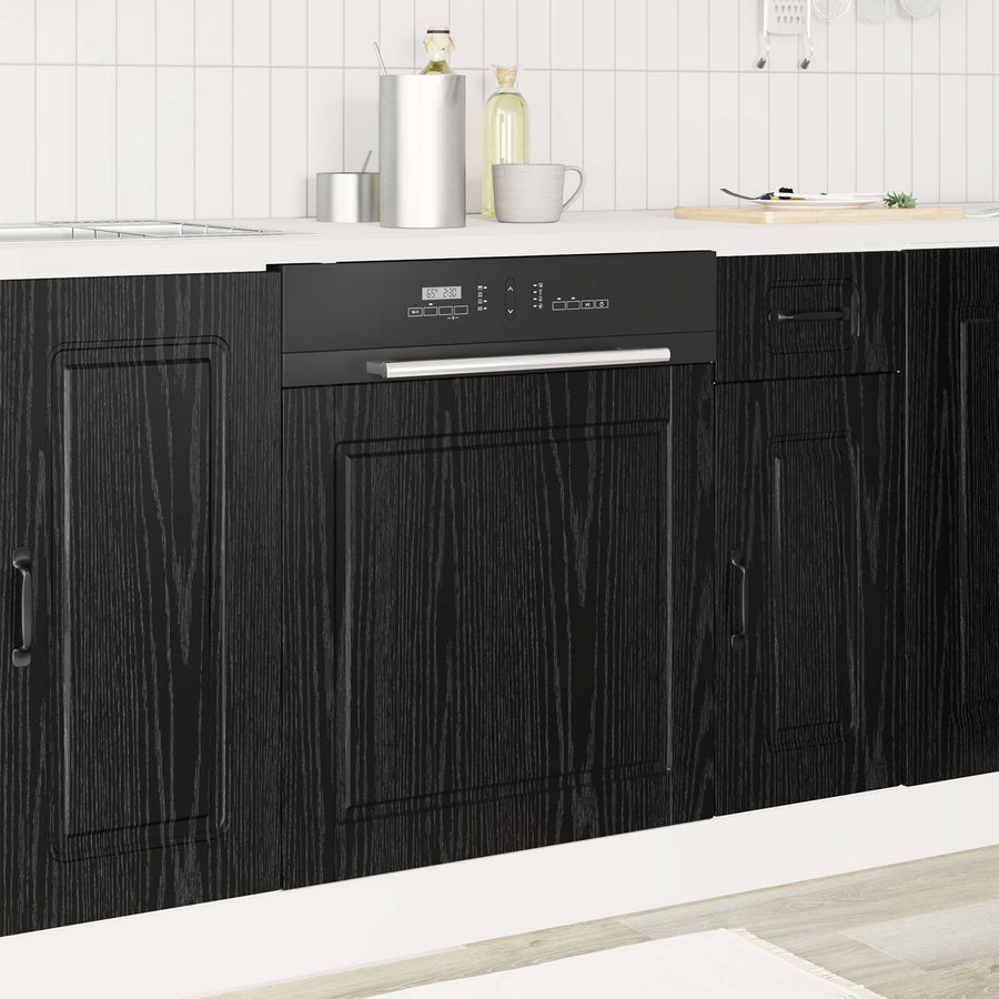 Keukenkast Zwart Eiken 60 x 1,5 x 67 cm Bewerkt hout