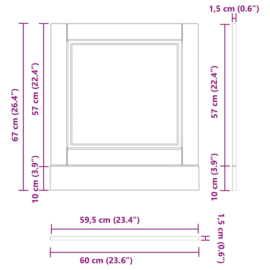Keukenkast Zwart Eiken 60 x 1,5 x 67 cm Bewerkt hout