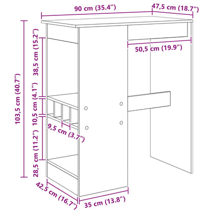 Bartafel 90 X 47.5 X 103.5 Cm Bewerkt Hout Zwart eiken