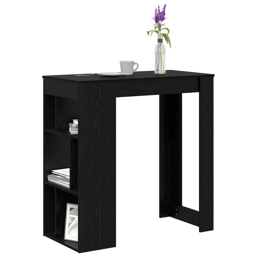 Bartafel Met Plank 102 X 50 X 103,5 Cm Bewerkt Hout Zwart eiken