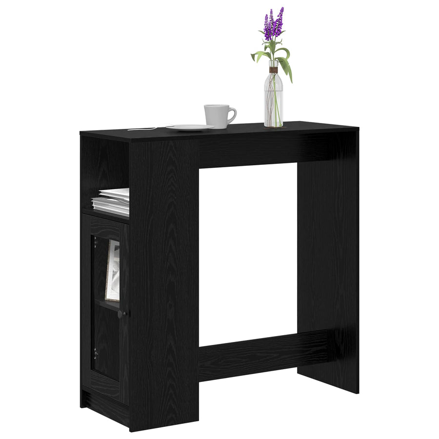 Bartafel Met Plank 101 X 40 X 103,5 Cm Bewerkt Hout Zwart eiken