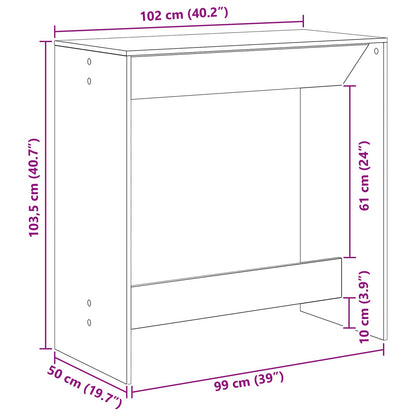 Bartafel 102 X 50 X 103,5 Cm Bewerkt Hout Zwart eiken 102 cm