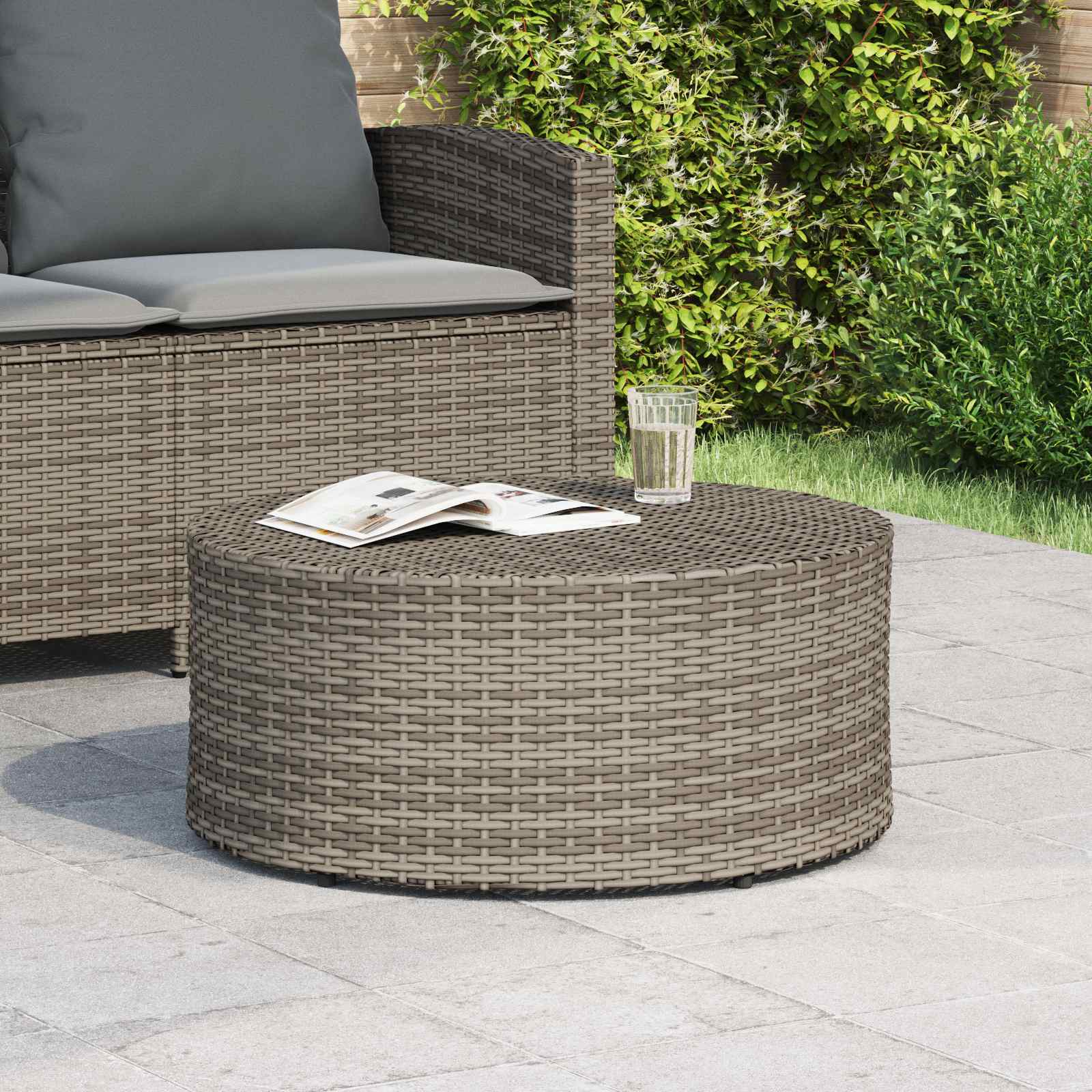 Salontafel voor buiten Grijs Ø 68 x 30 cm polyrotan