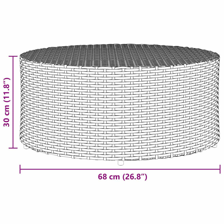 Salontafel voor buiten Grijs Ø 68 x 30 cm polyrotan