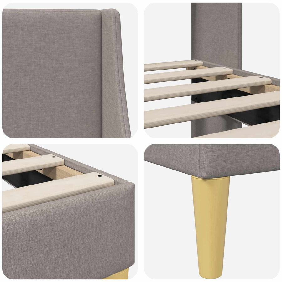 Bedframe met hoofdeinde Taupe 90 x 190 cm Stof