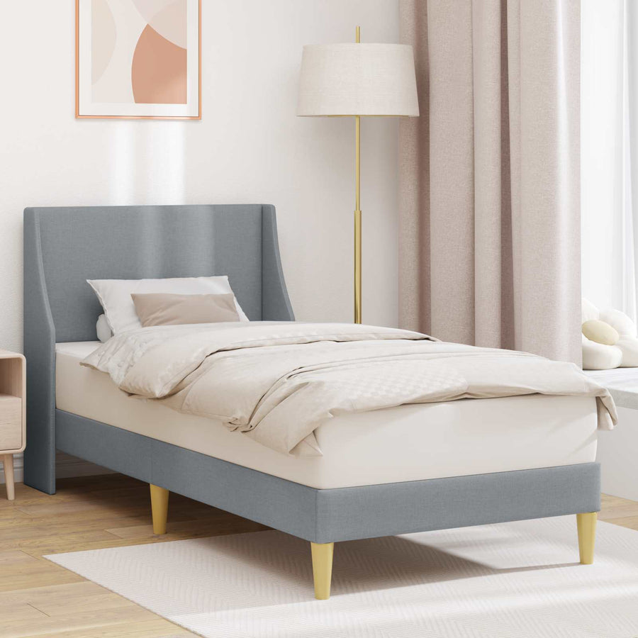 Bedframe met hoofdeinde Lichtgrijs 90 x 200 cm Stof