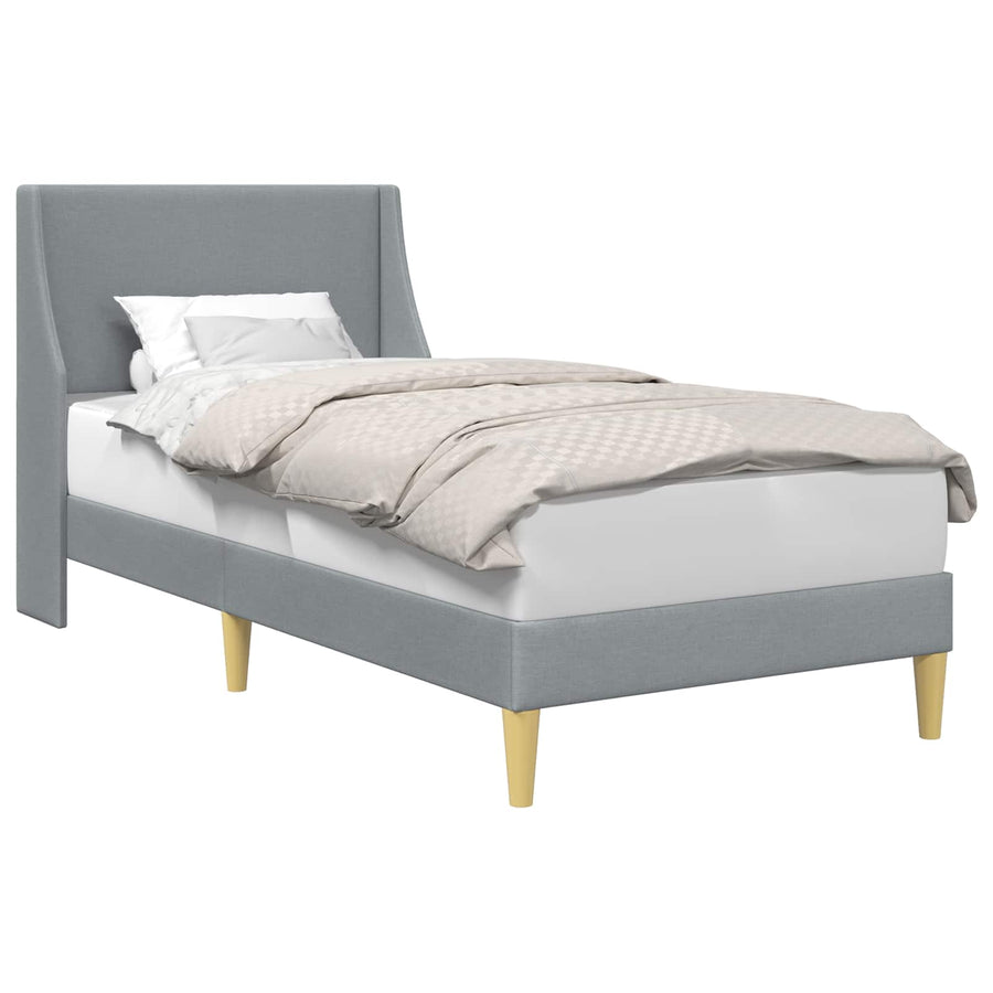 Bedframe met hoofdeinde Lichtgrijs 90 x 200 cm Stof