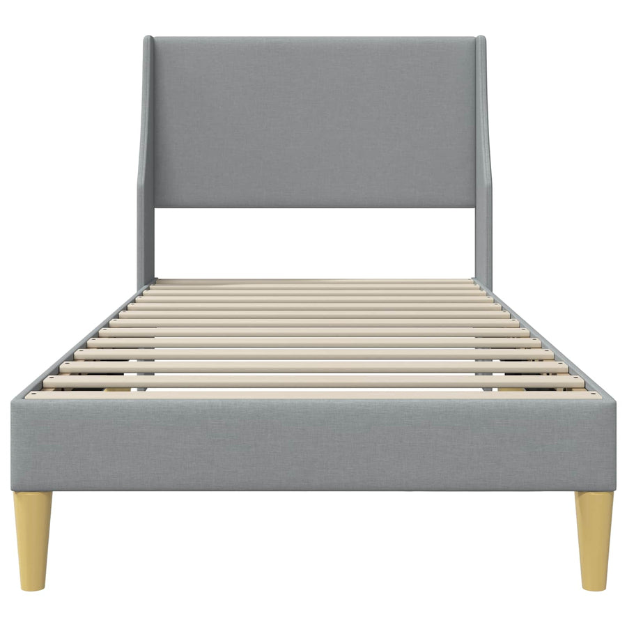 Bedframe met hoofdeinde Lichtgrijs 90 x 200 cm Stof