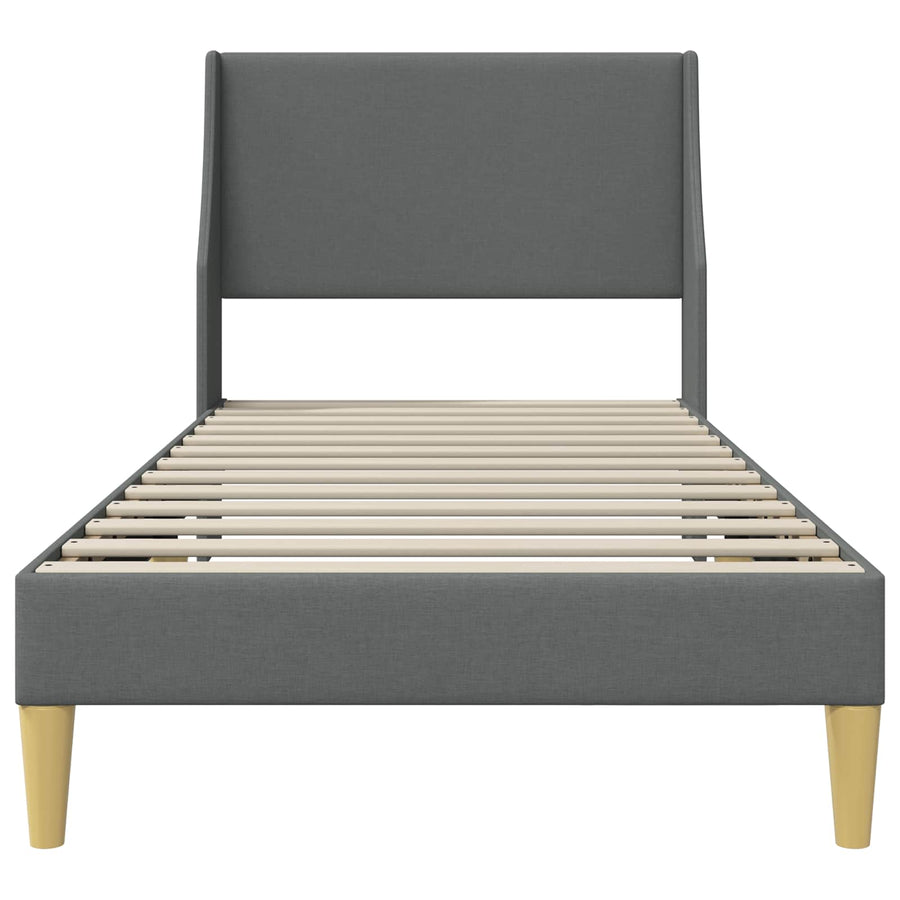 Bedframe met hoofdeinde Donkergrijs 90 x 200 cm Stof