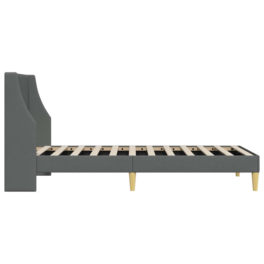 Bedframe met hoofdeinde Donkergrijs 90 x 200 cm Stof