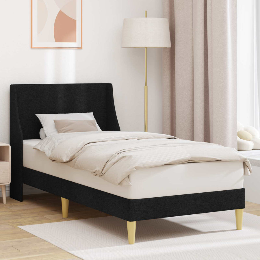 Bedframe met hoofdeinde Zwart 90 x 200 cm Stof