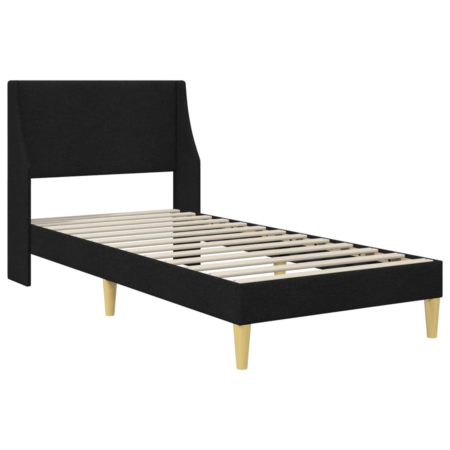 Bedframe met hoofdeinde Zwart 90 x 200 cm Stof