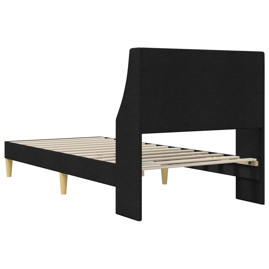 Bedframe met hoofdeinde Zwart 90 x 200 cm Stof