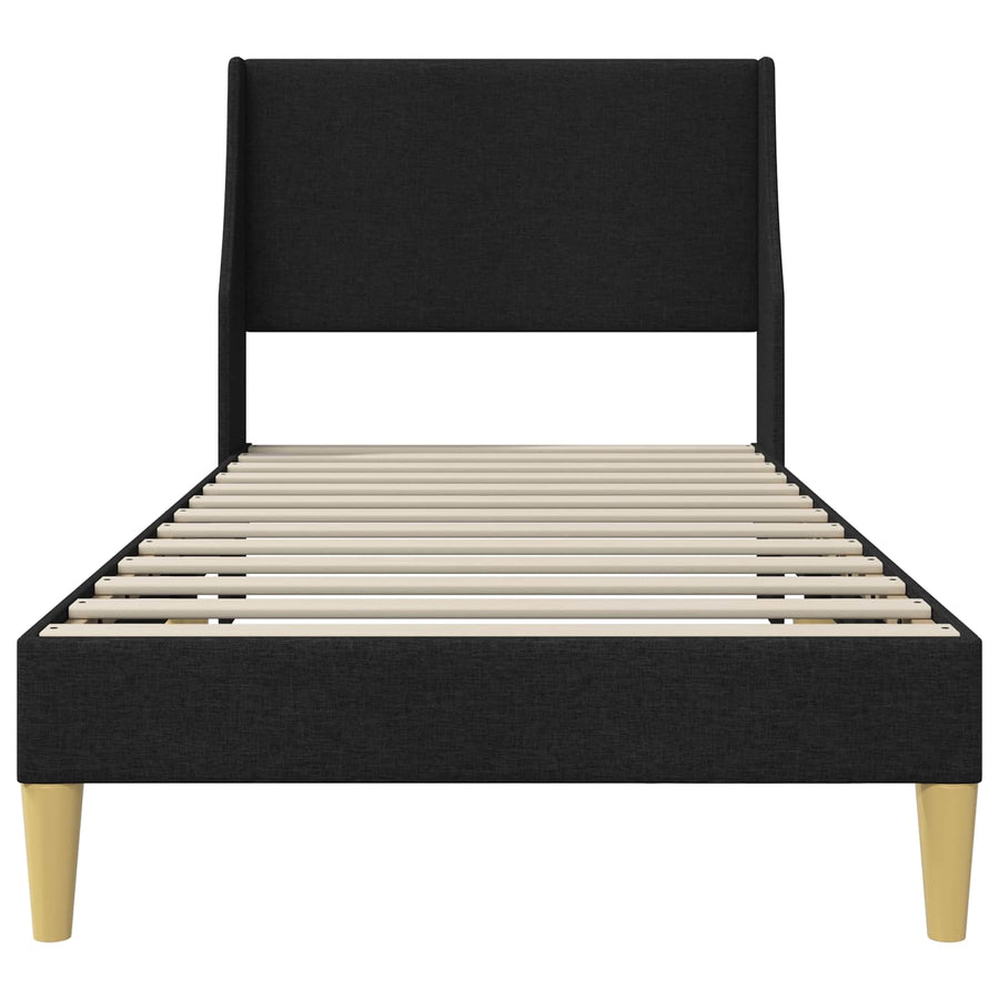 Bedframe met hoofdeinde Zwart 90 x 200 cm Stof