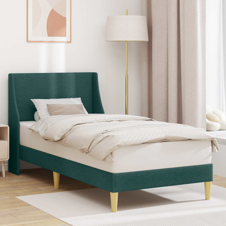 Bedframe met hoofdeinde Donkergroen 90 x 200 cm Stof