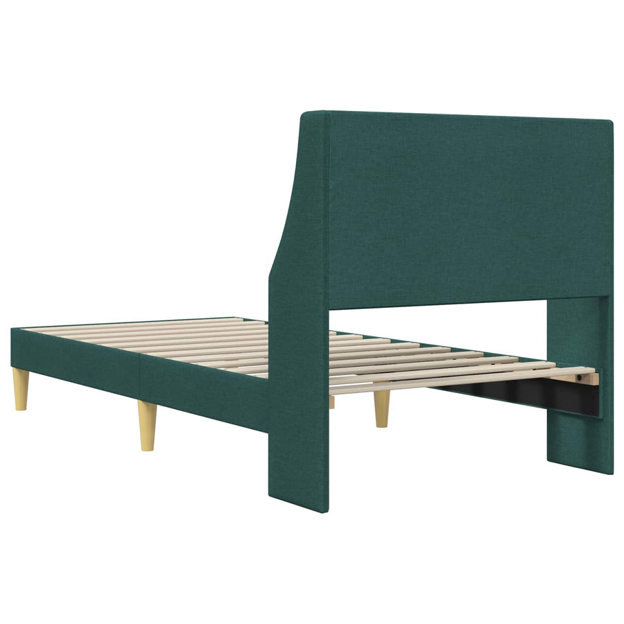 Bedframe met hoofdeinde Donkergroen 90 x 200 cm Stof