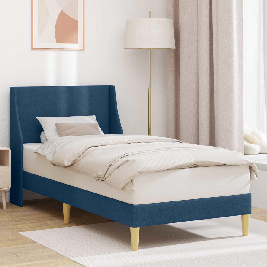 Bedframe met hoofdeinde Blauw 100 x 200 cm Stof