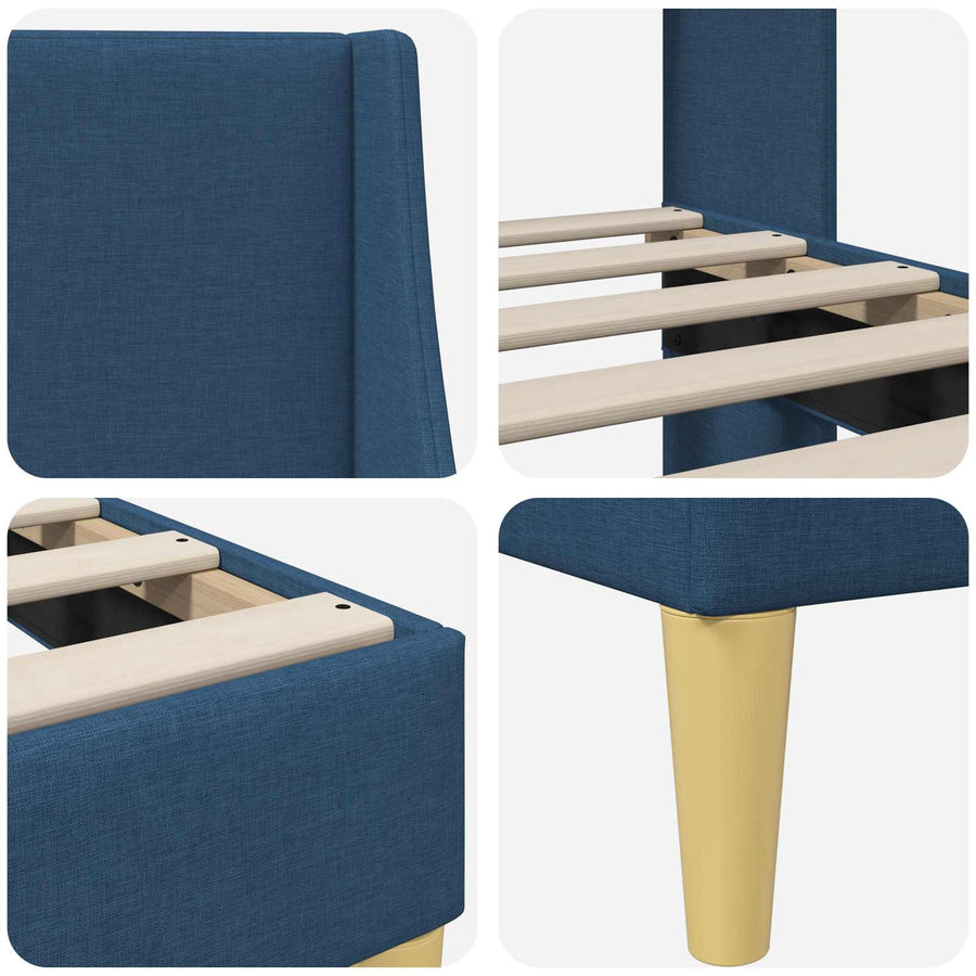 Bedframe met hoofdeinde Blauw 120 x 190 cm Stof