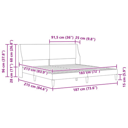 Bedframe met hoofdeinde Donkergrijs 183 x 213 cm Stof