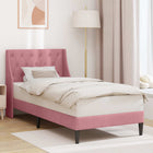 Pink Velvet Bed Frame with Headboard 80 x 200 cm