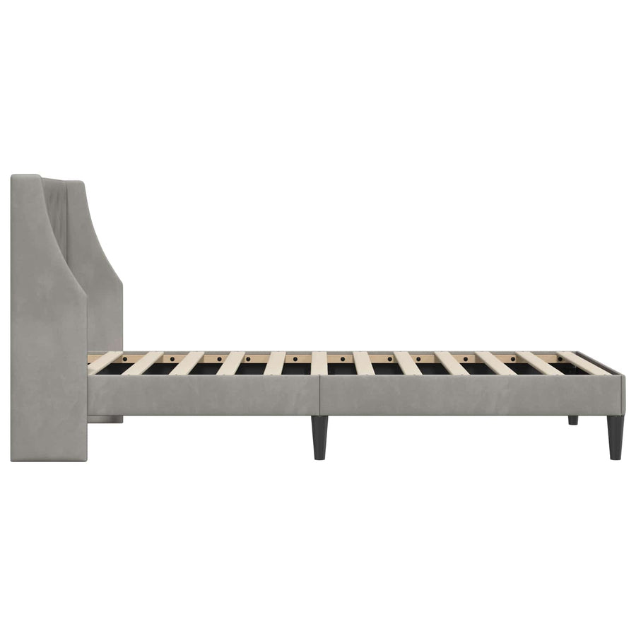 Bedframe met hoofdeinde Lichtgrijs 90 x 190 cm Fluweel
