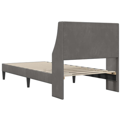 Bedframe met hoofdeinde Donkergrijs 90 x 190 cm Fluweel