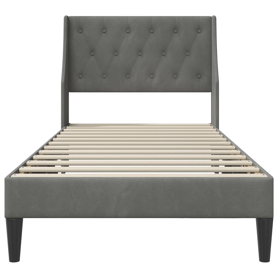 Bedframe met hoofdeinde Donkergrijs 90 x 190 cm Fluweel