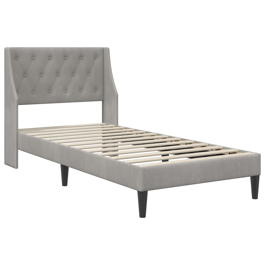 Bedframe met hoofdeinde Lichtgrijs 90 x 200 cm Fluweel