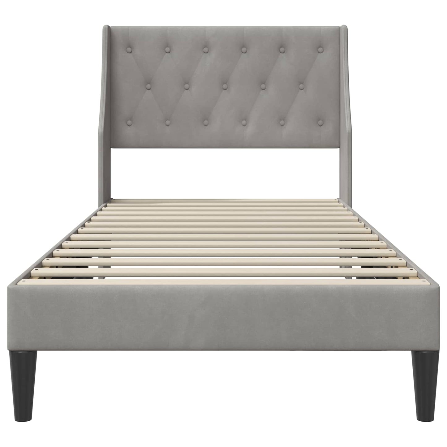 Bedframe met hoofdeinde Lichtgrijs 90 x 200 cm Fluweel