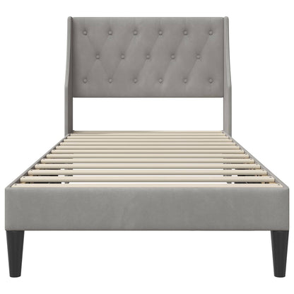 Bedframe met hoofdeinde Lichtgrijs 90 x 200 cm Fluweel