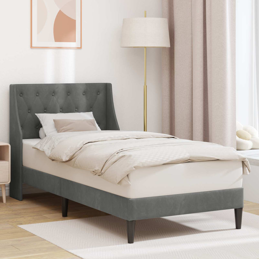 Bedframe met hoofdeinde Donkergrijs 90 x 200 cm Fluweel