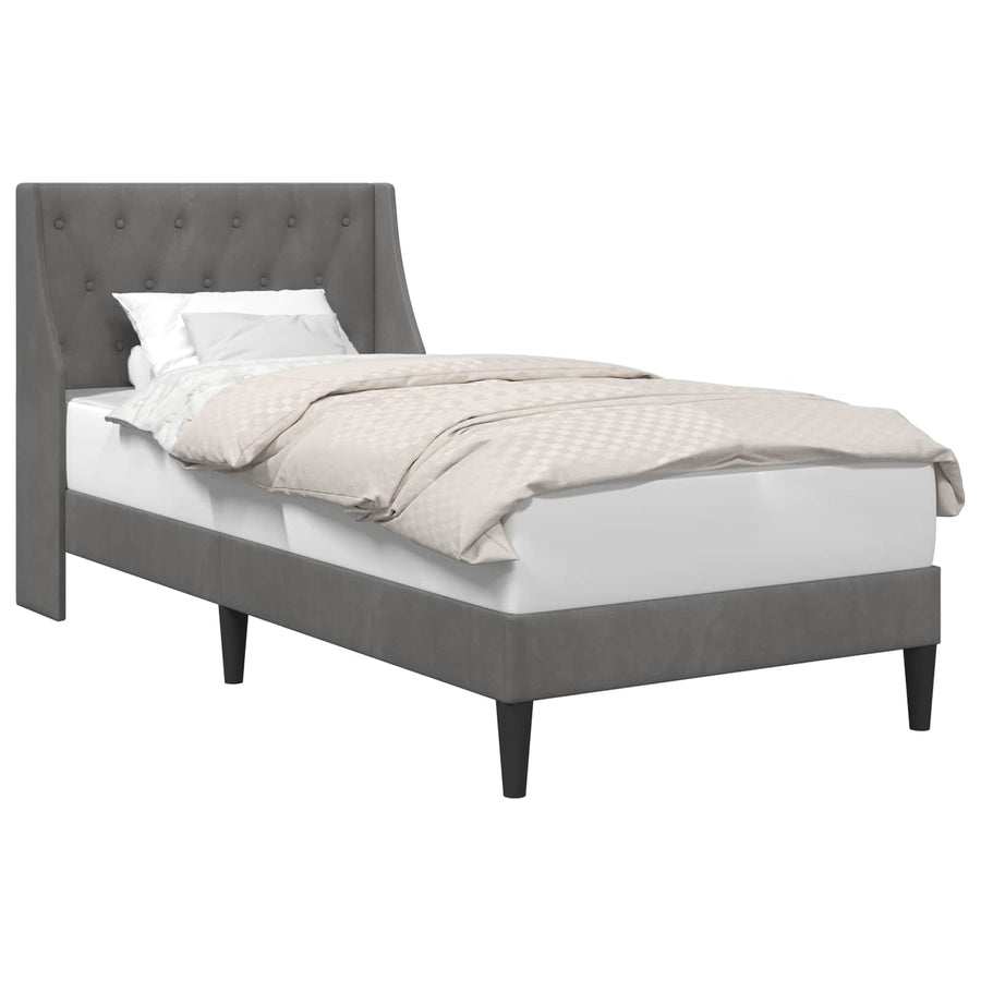 Bedframe met hoofdeinde Donkergrijs 90 x 200 cm Fluweel