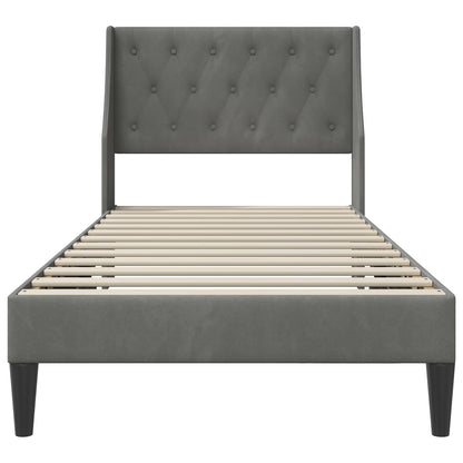 Bedframe met hoofdeinde Donkergrijs 90 x 200 cm Fluweel