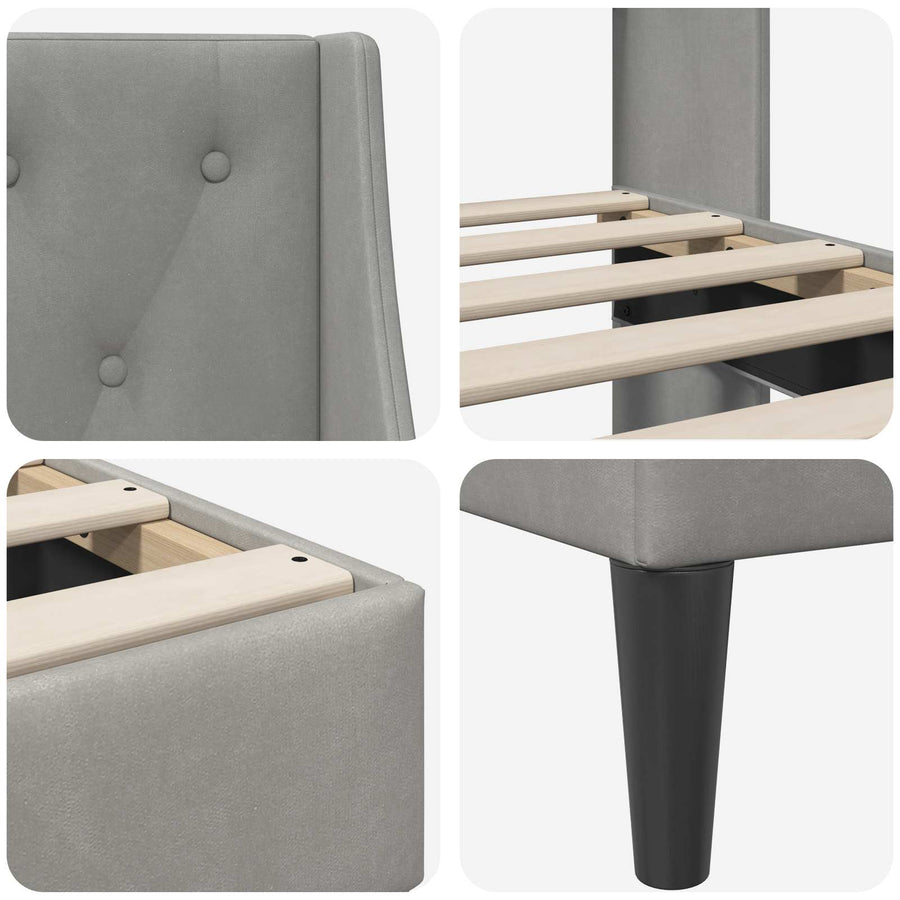 Bedframe met hoofdeinde Lichtgrijs 100 x 200 cm Fluweel