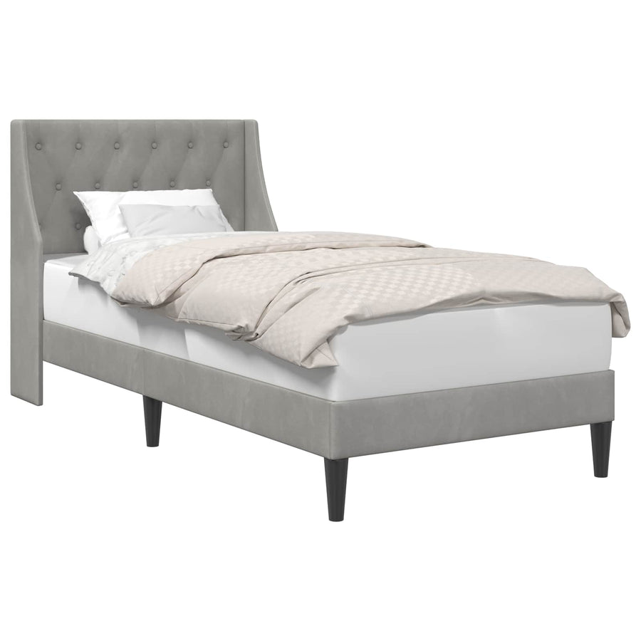 Bedframe met hoofdeinde Lichtgrijs 100 x 200 cm Fluweel
