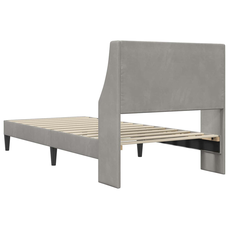 Bedframe met hoofdeinde Lichtgrijs 100 x 200 cm Fluweel