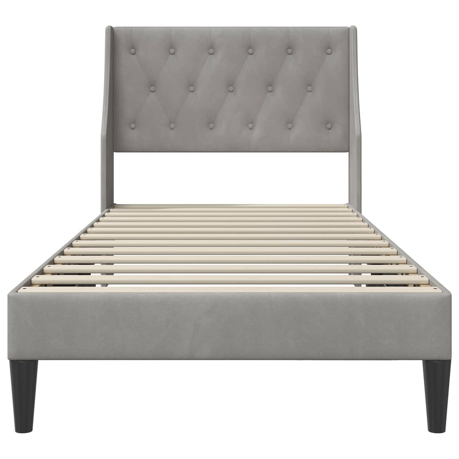 Bedframe met hoofdeinde Lichtgrijs 100 x 200 cm Fluweel