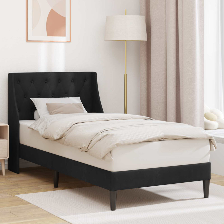 Bedframe met hoofdeinde Zwart 100 x 200 cm Fluweel