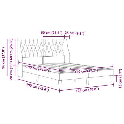 Bedframe met hoofdeinde Lichtgrijs 120 x 190 cm Fluweel
