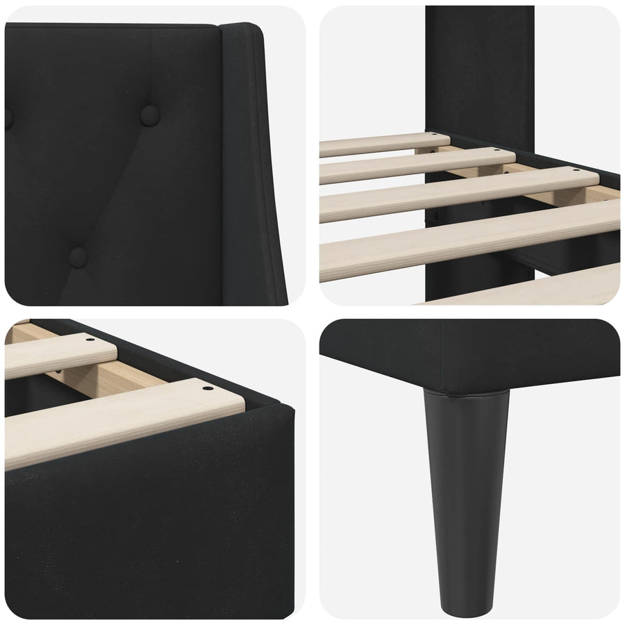 Bedframe met hoofdeinde Zwart 120 x 190 cm Fluweel